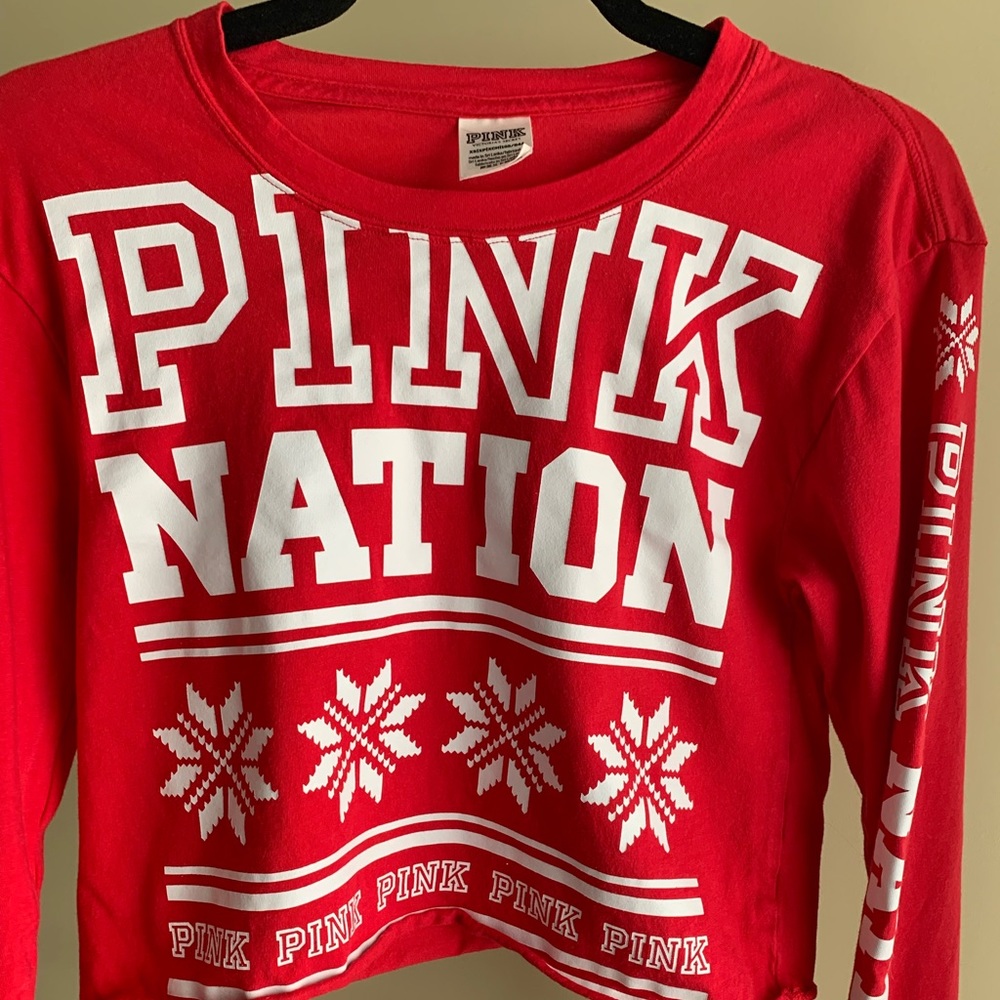 Pink holiday long sleeve shirt
